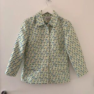 Elegant Women's Cream Blazer with Blue Accents